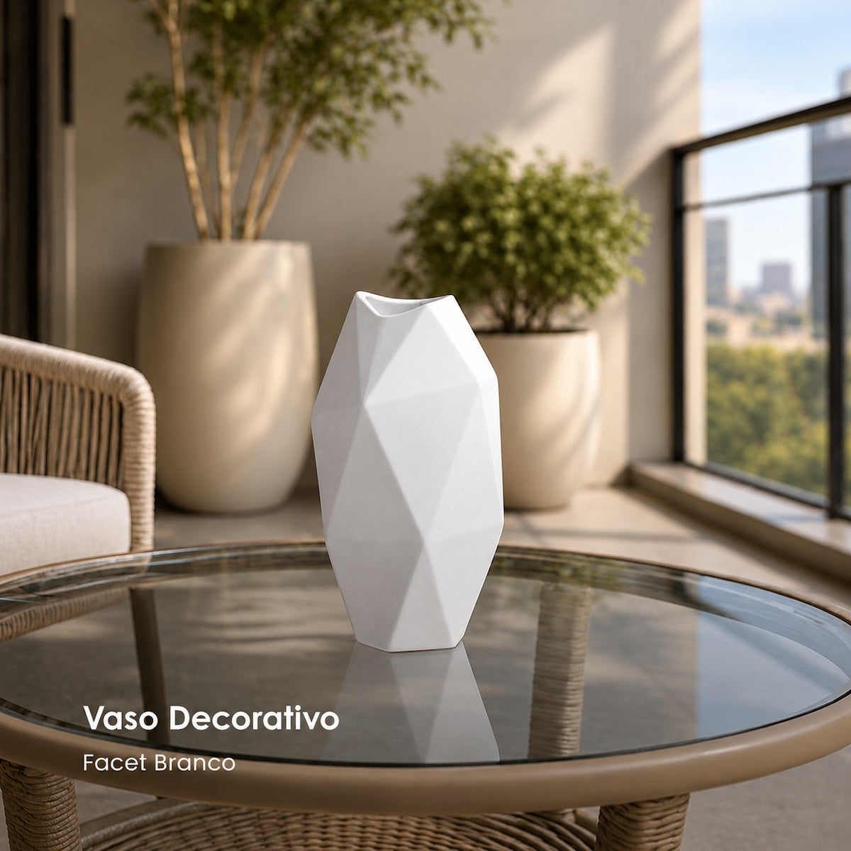 Vaso Facet Branco 27cm