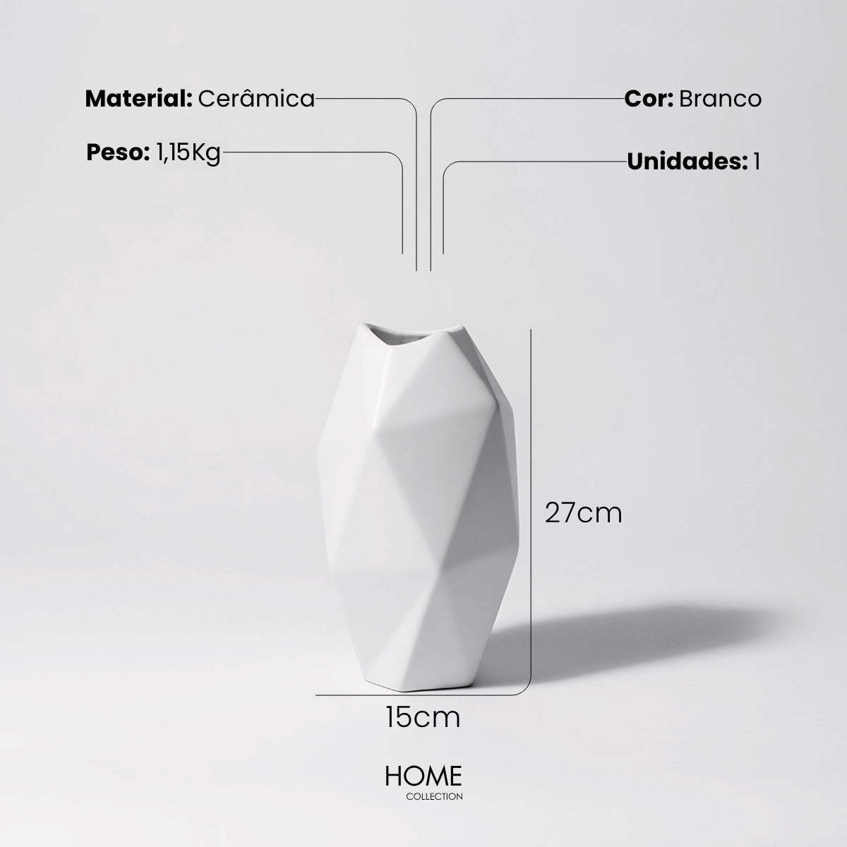 Vaso Facet Branco 27cm