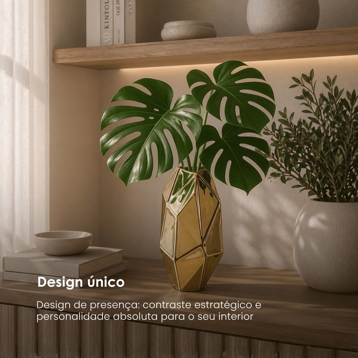 Vaso Facet Dourado 27cm