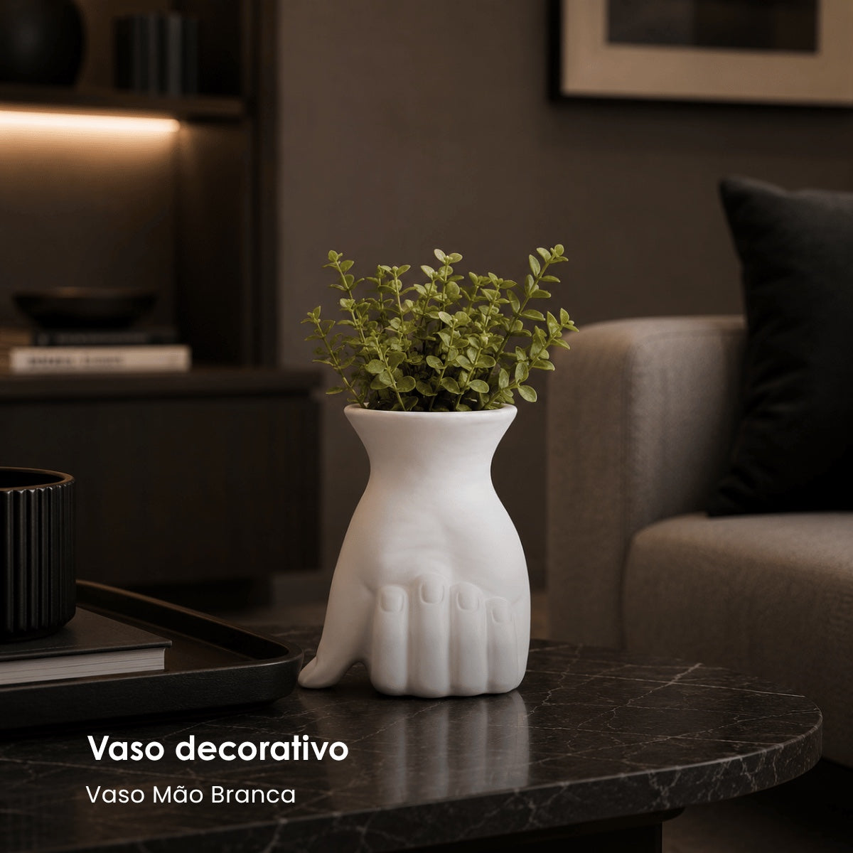 Vaso Mão Branca 15cm