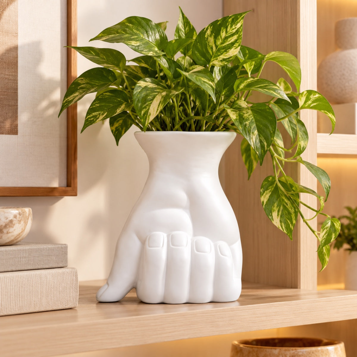 Vaso Mão Branca 22cm