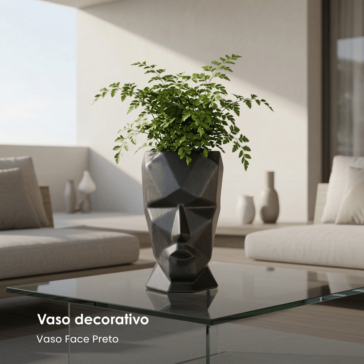 Vaso Face Preto 29cm