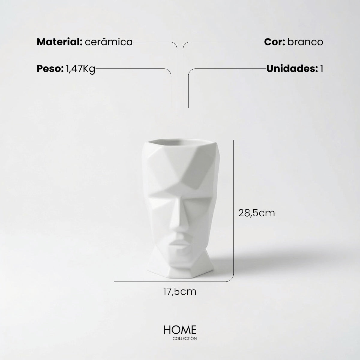 Vaso Face Branco 29cm