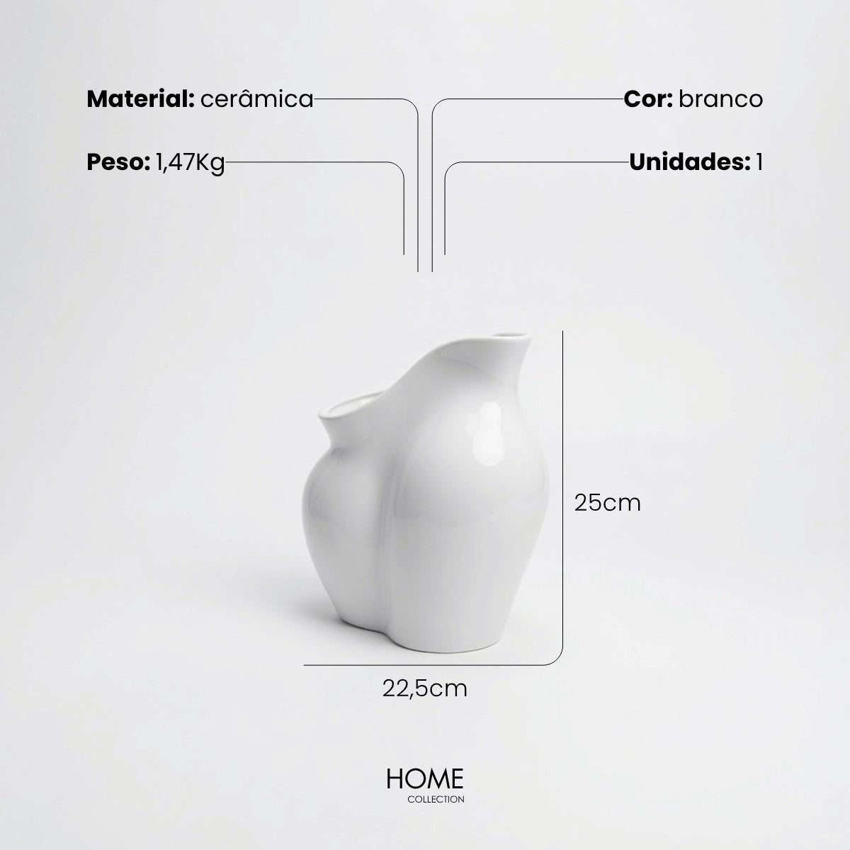 Vaso Curva Branco 27cm
