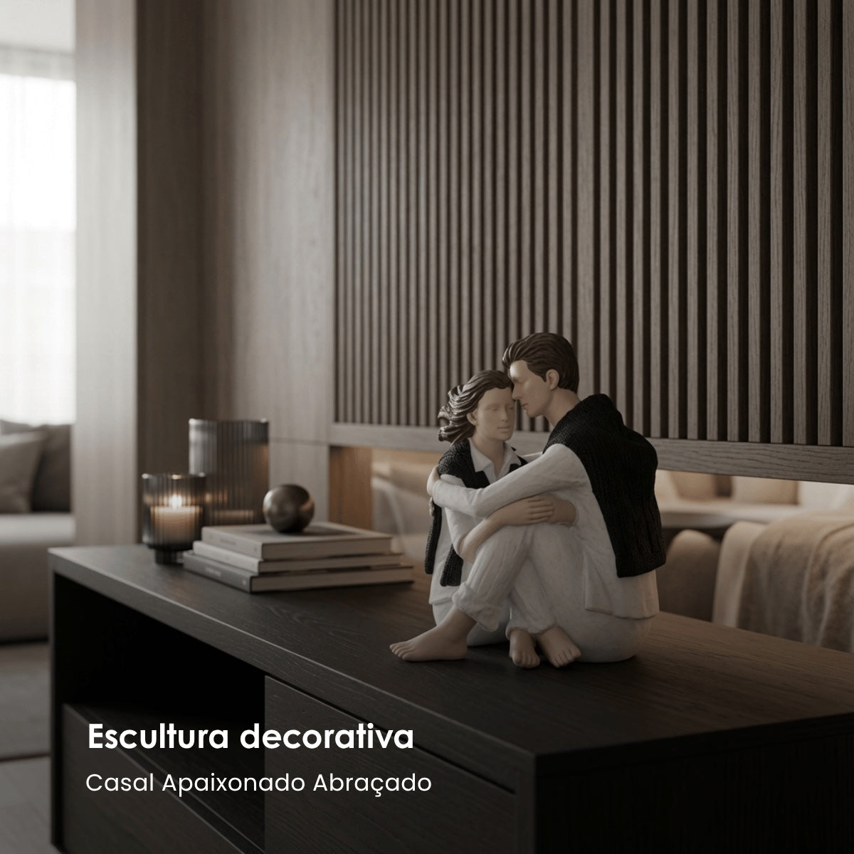 Escultura Casal Apaixonado Abracado 20cm