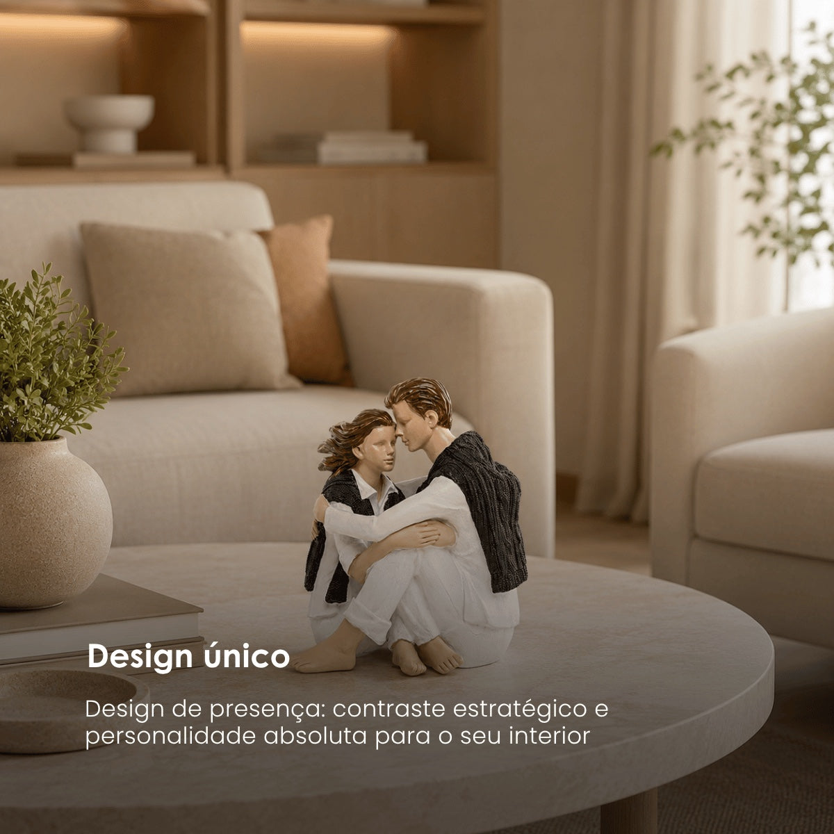 Escultura Casal Apaixonado Abracado 20cm