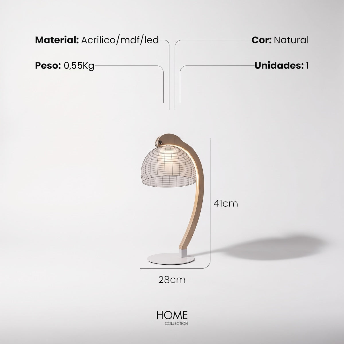 Abajur Curve 3d Led 40cm