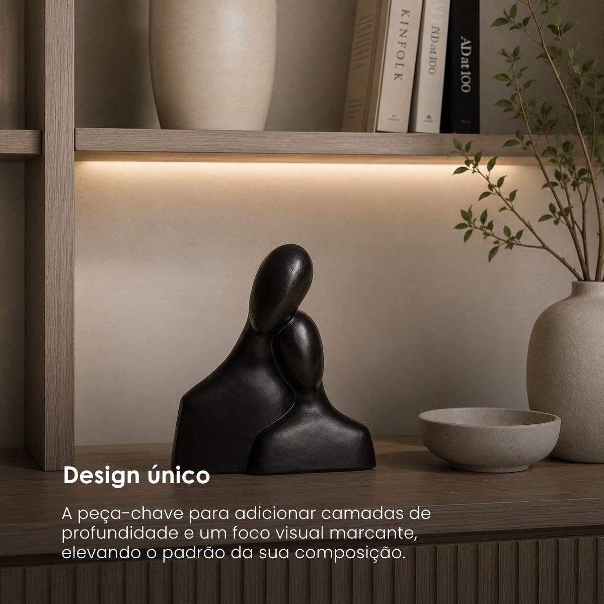 Escultura Busto Casal Preto 24cm