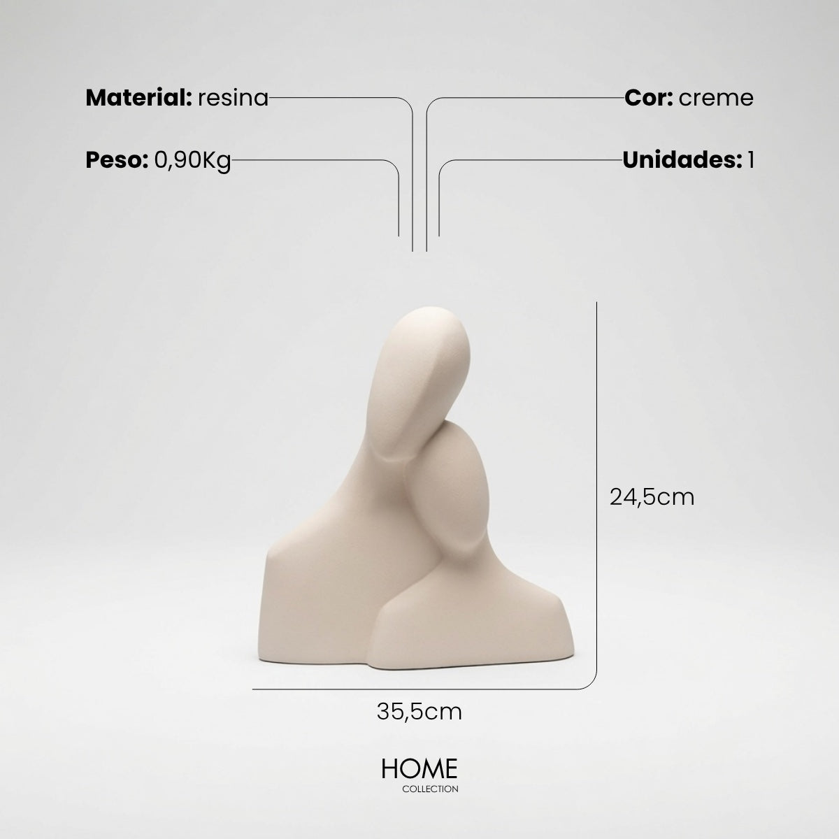 Escultura Busto Casal Creme 24cm