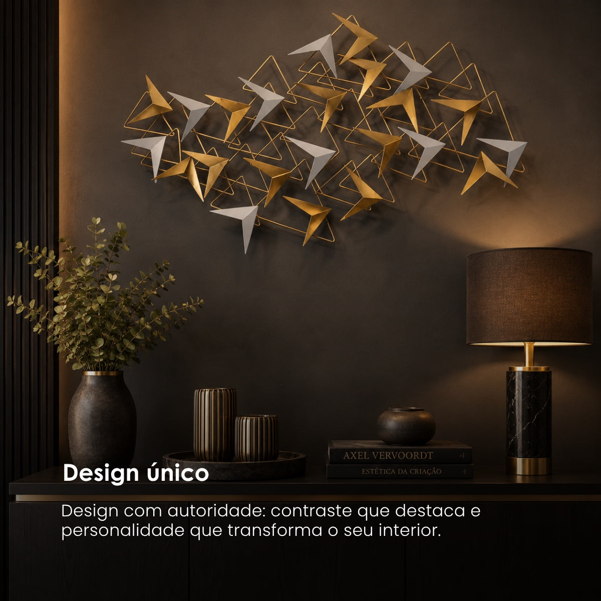 Escultura de Parede Pássaros 104x3x63cm