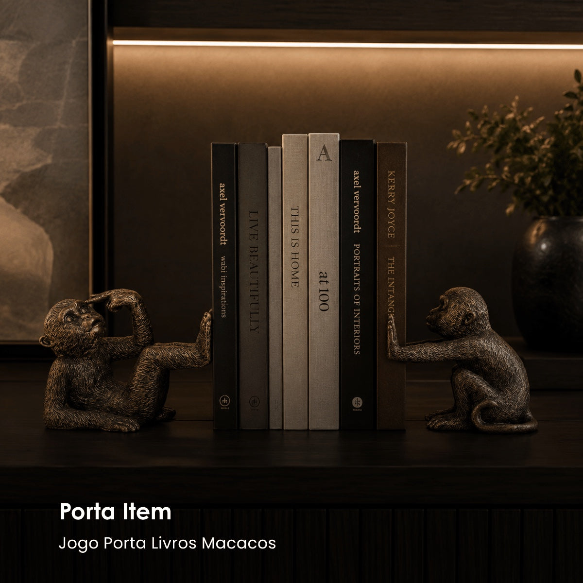 Jg. Porta Livros Macacos 17cm