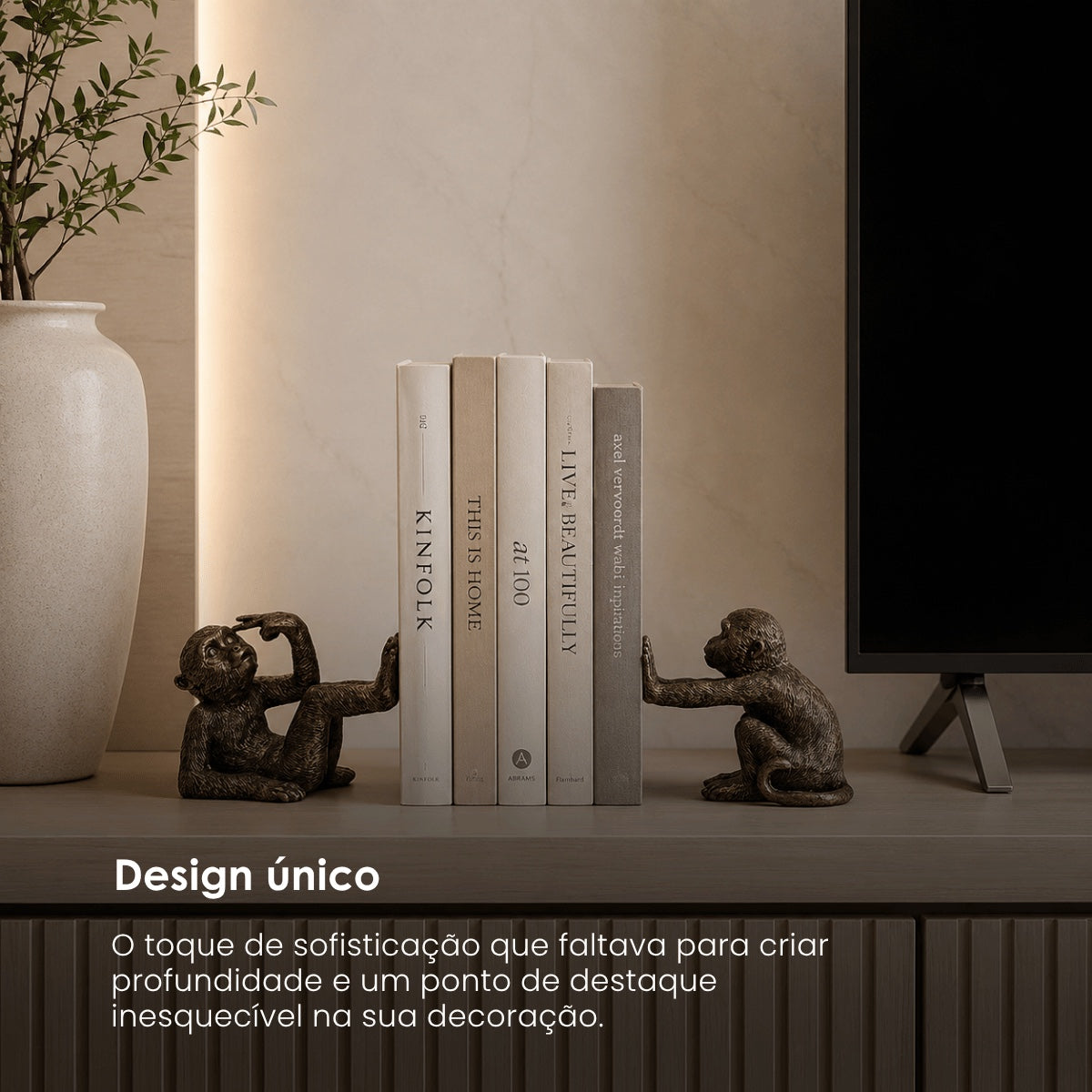 Jg. Porta Livros Macacos 17cm