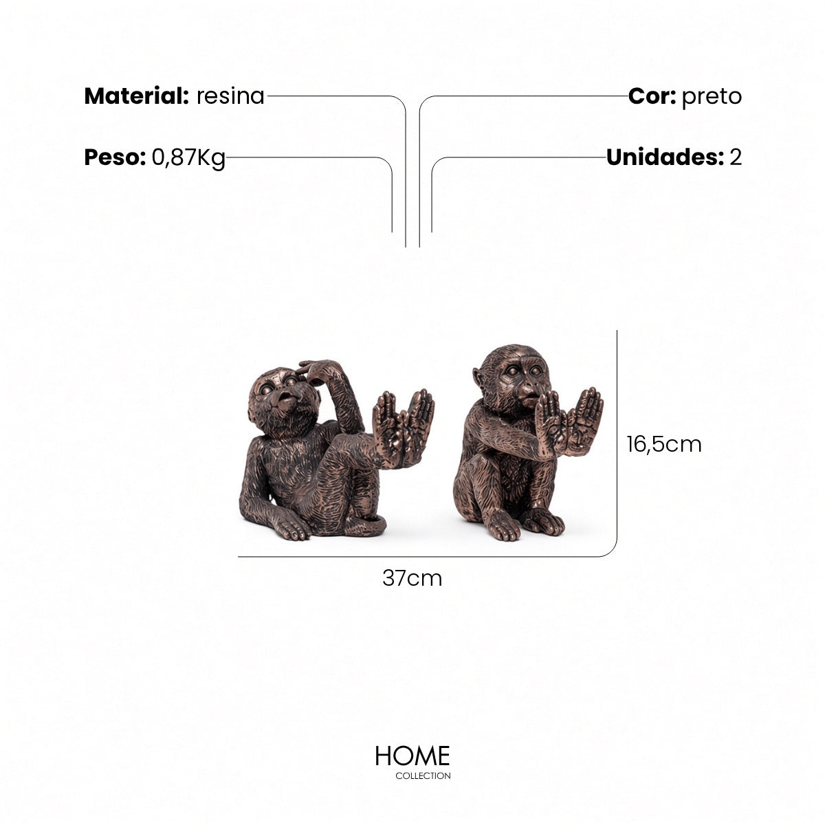 Jg. Porta Livros Macacos 17cm