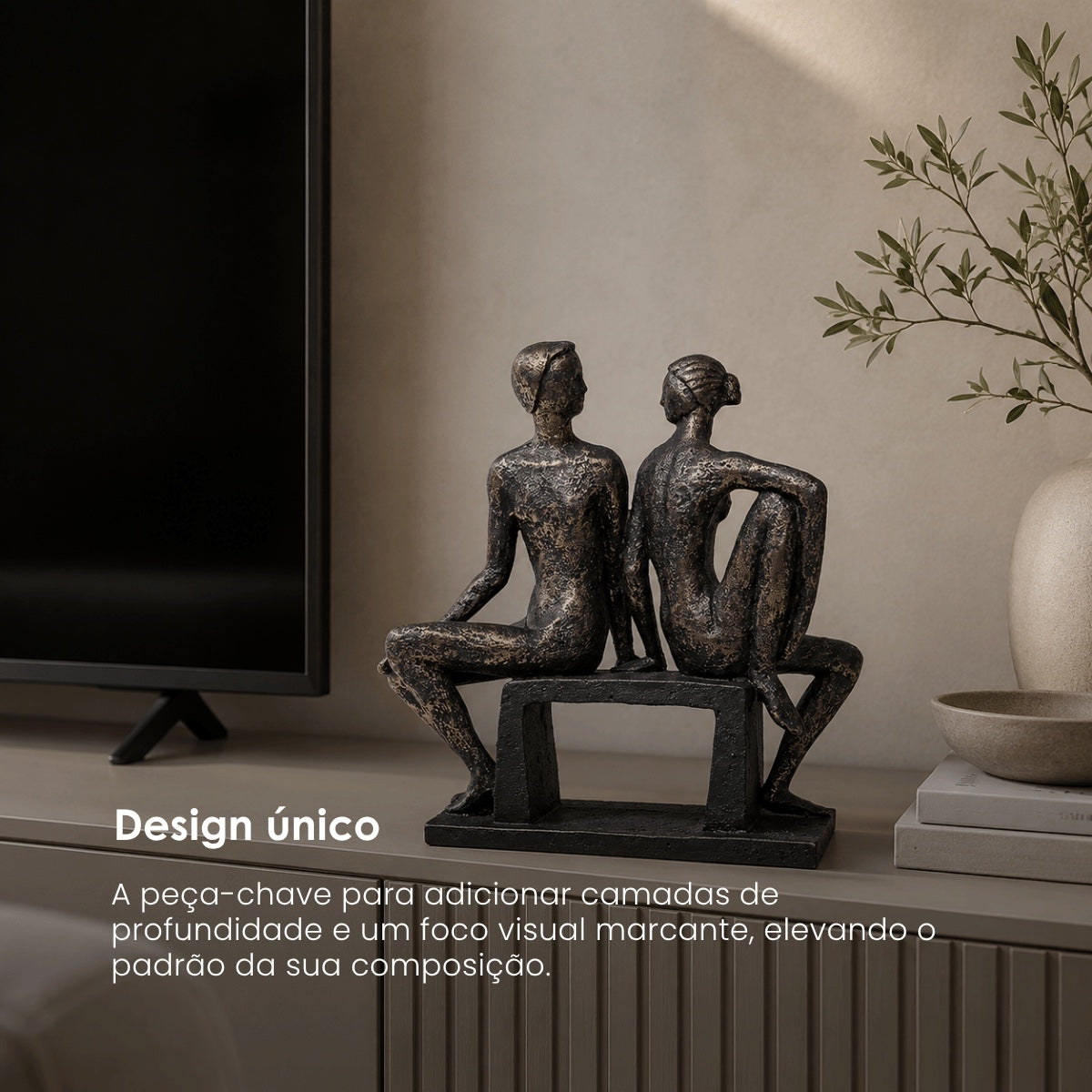 Escultura Casal No Banco 25cm