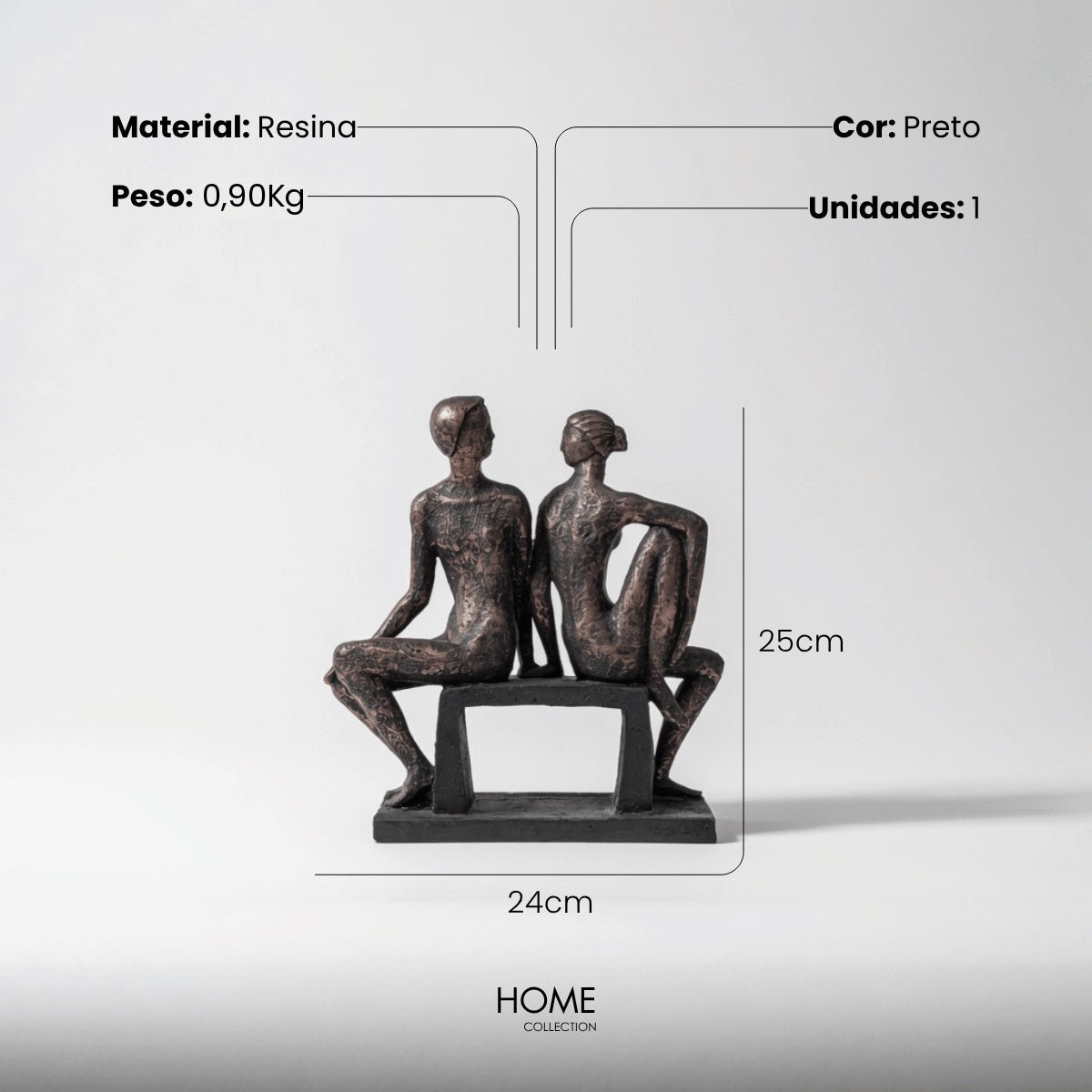 Escultura Casal No Banco 25cm