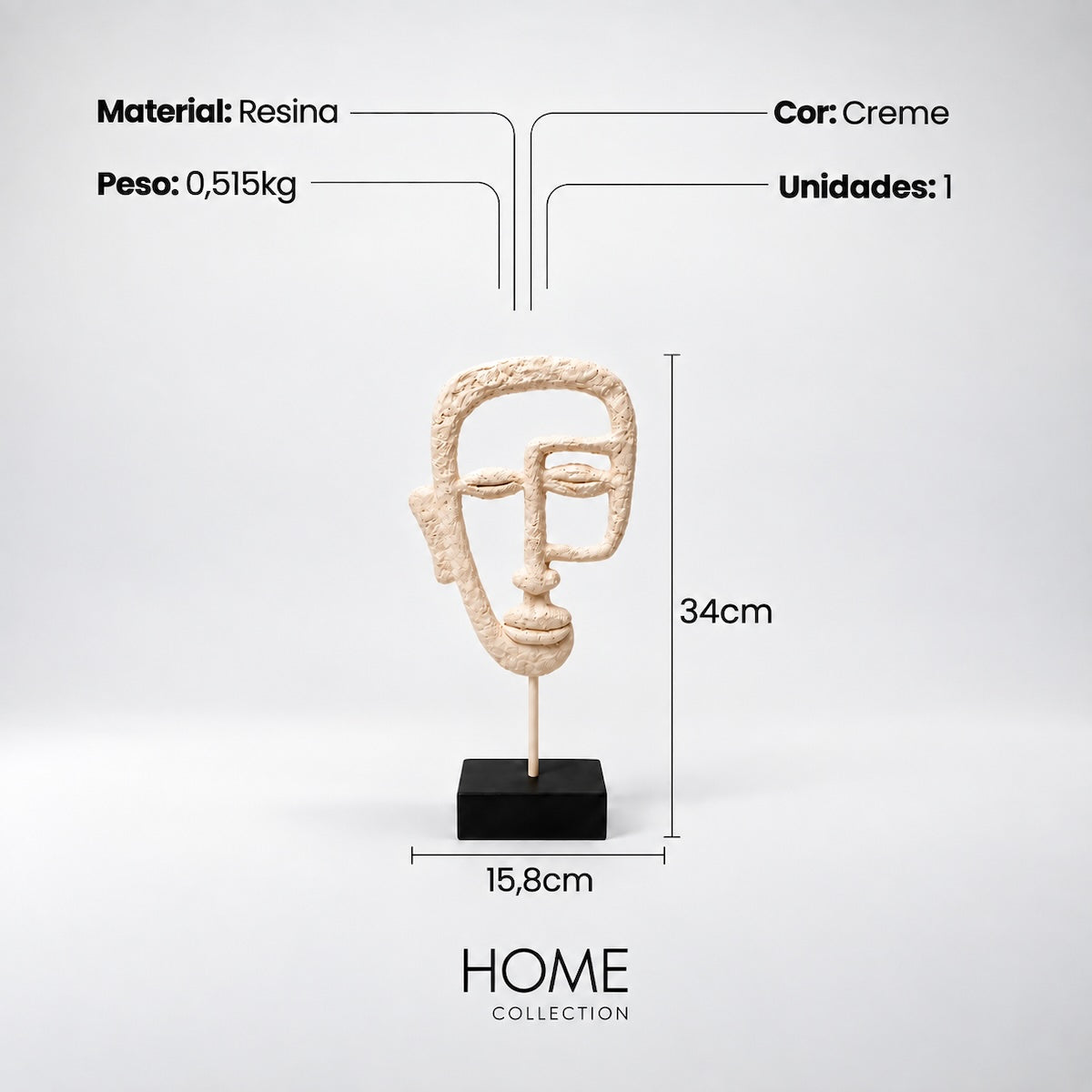 Escultura Face Creme 34cm
