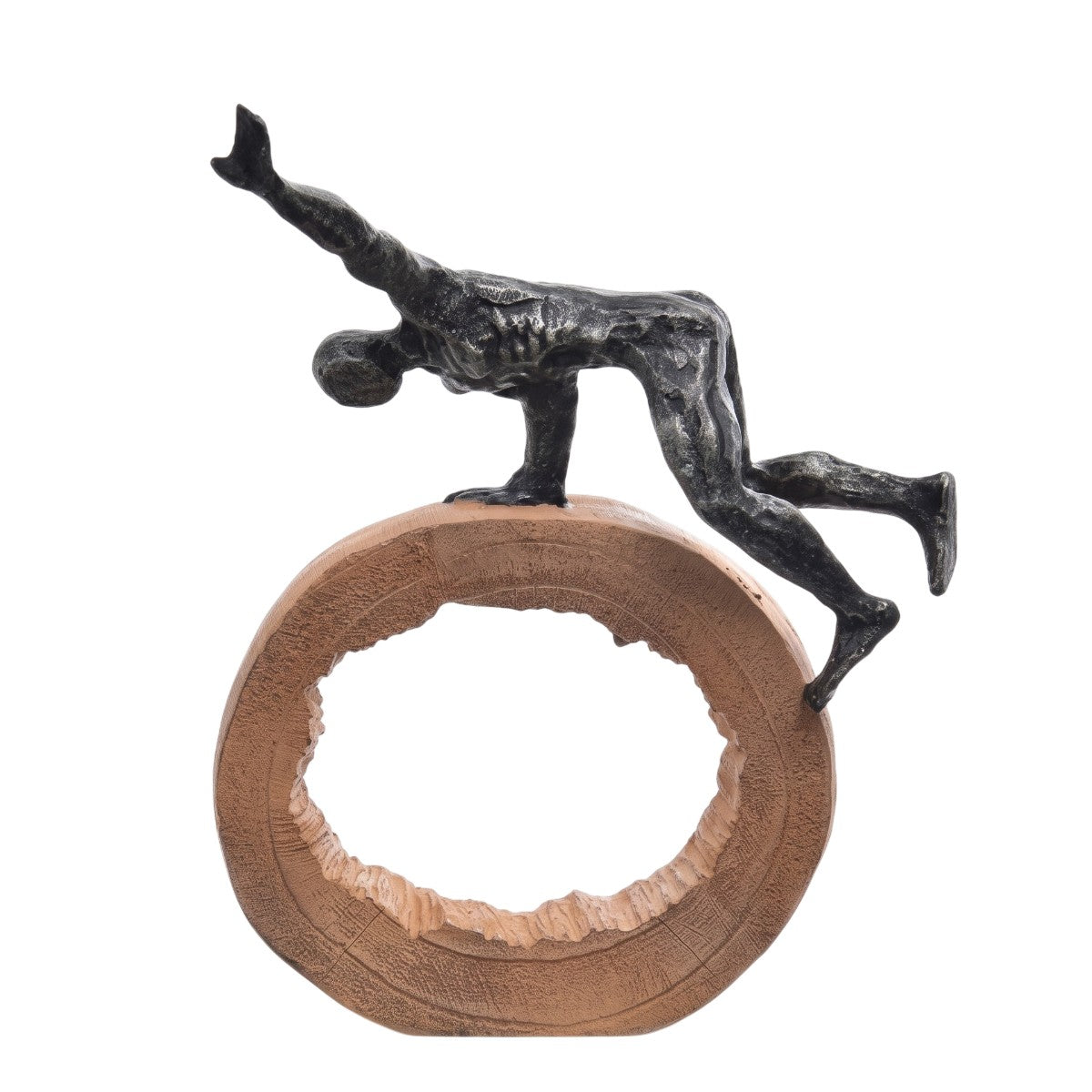 Escultura Homem Ginasta No Tronco 30cm
