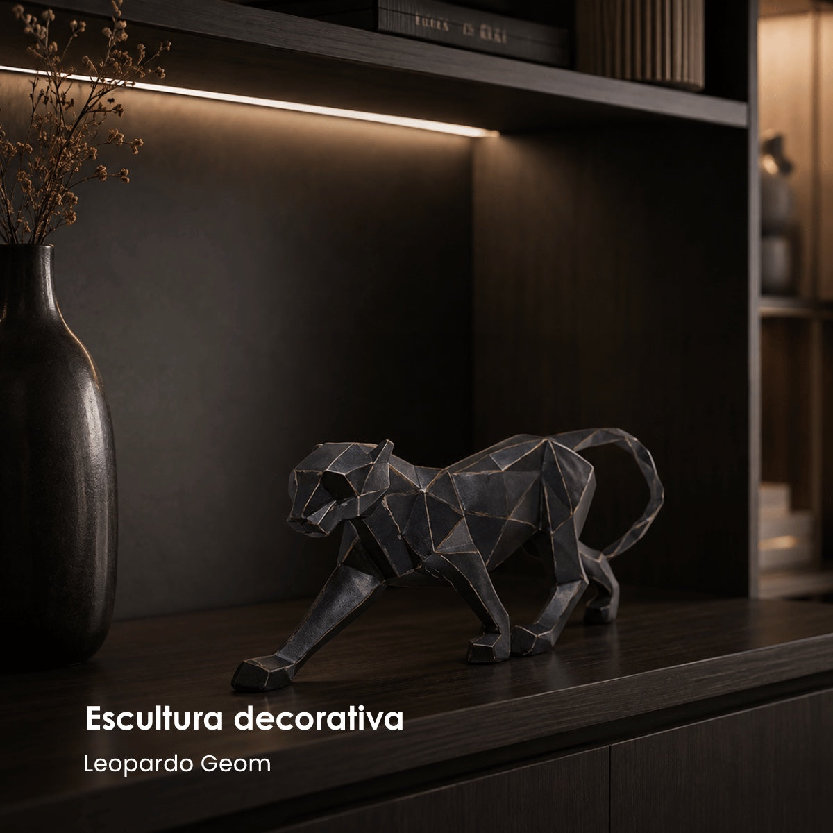 Escultura Leopardo Geom 38cm