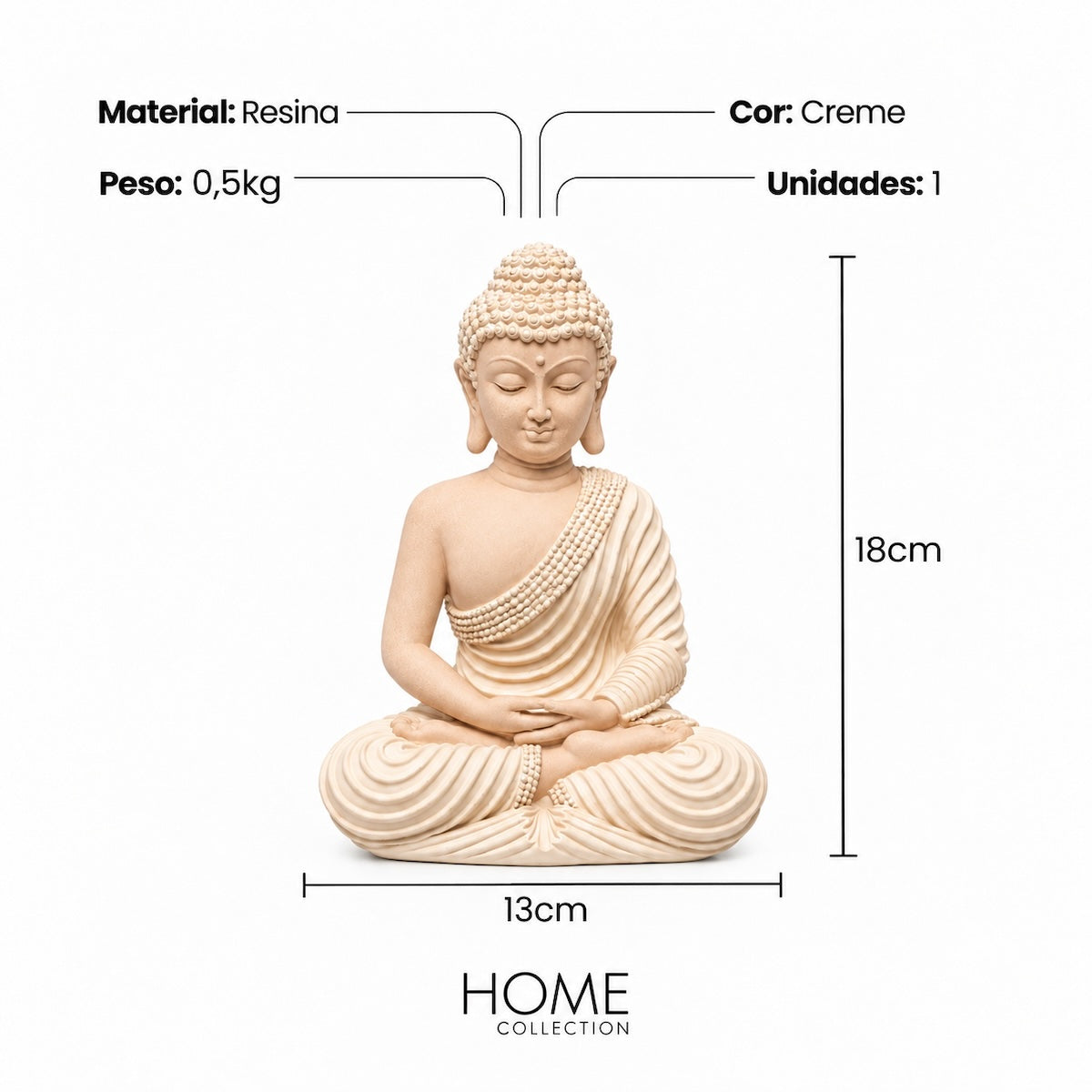 Escultura Buda Creme 18cm