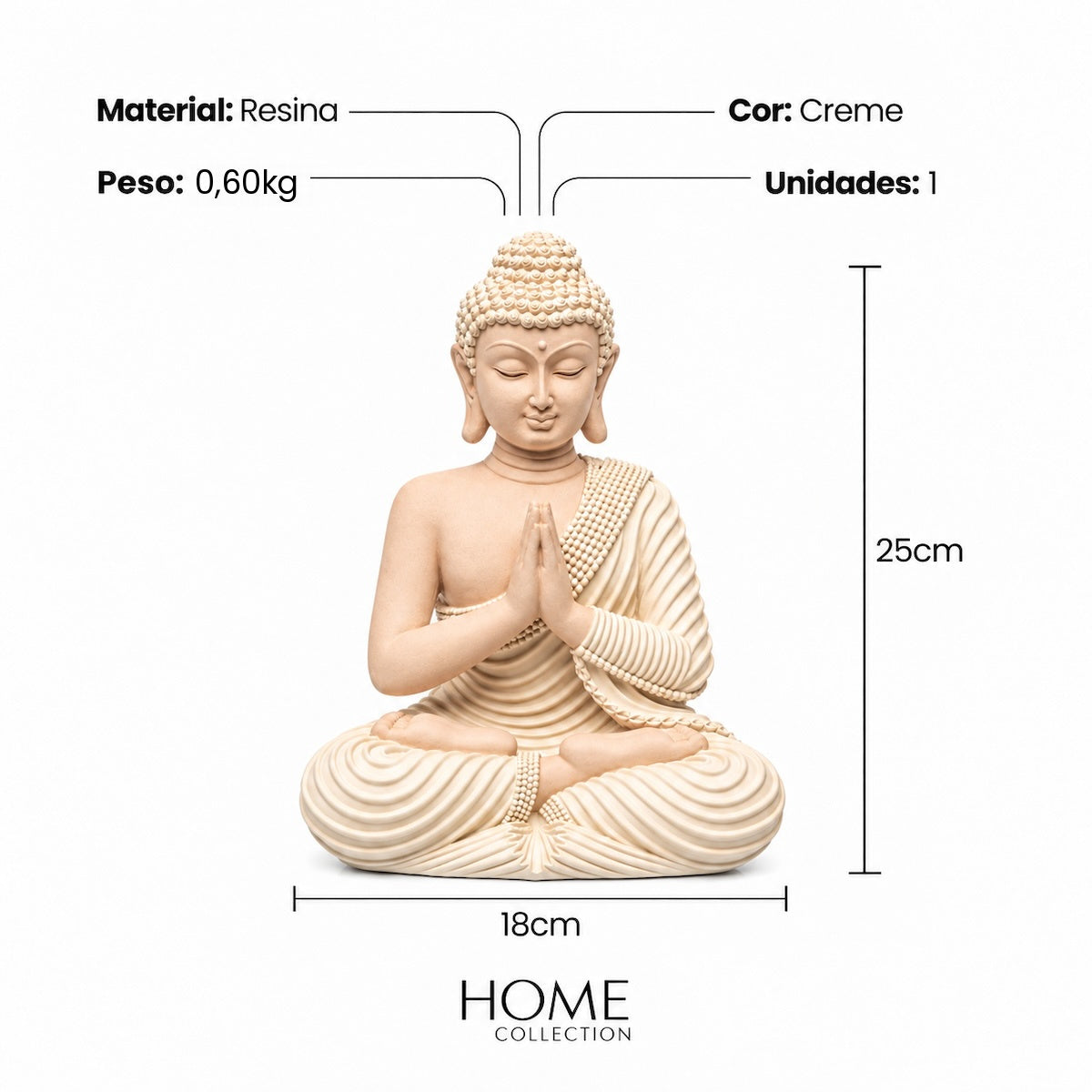 Escultura Buda Creme 25cm