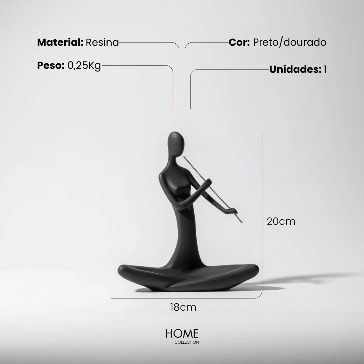 Escultura Figura Tocando Flauta 20cm