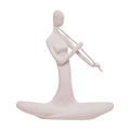 Escultura Figura Tocando Flauta Creme 20cm