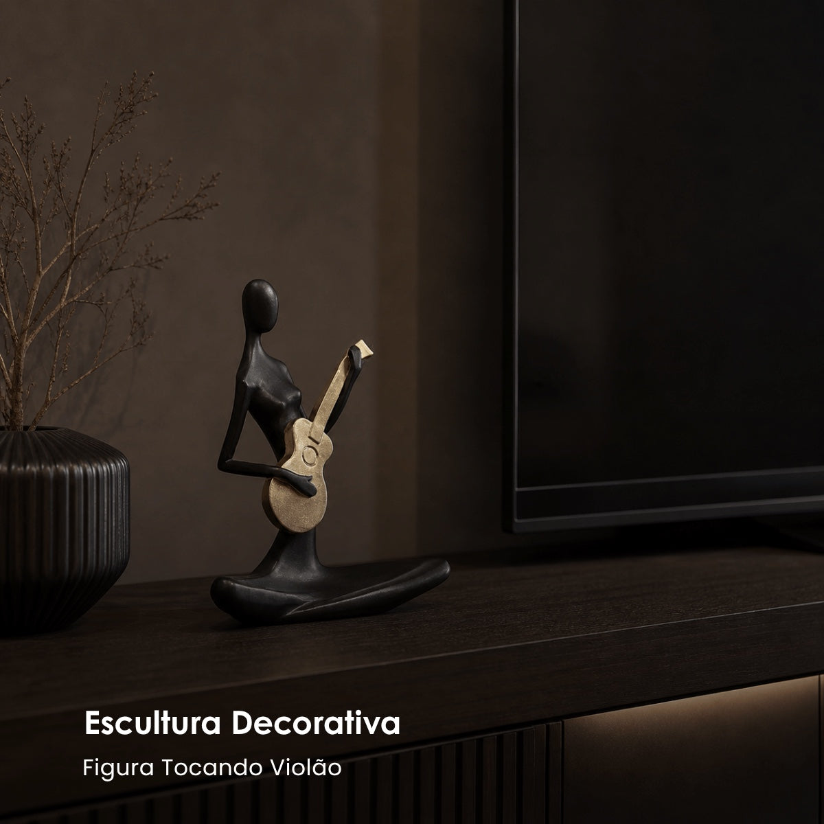 Escultura Figura Tocando Violao 20cm