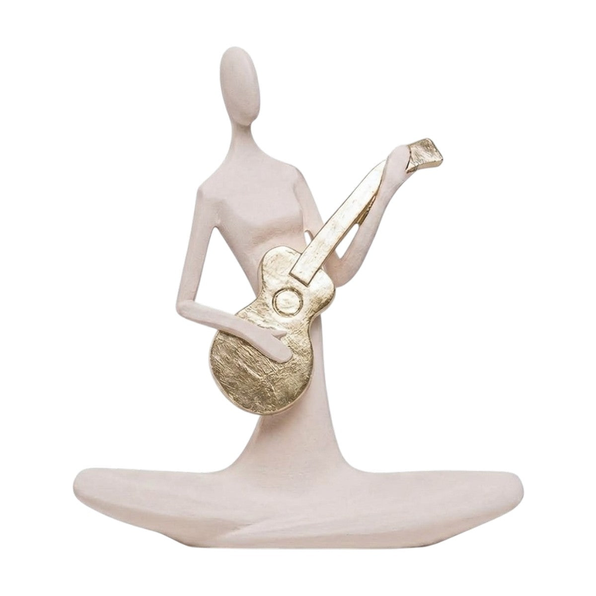 Escultura Figura Tocando Violao Creme 20cm