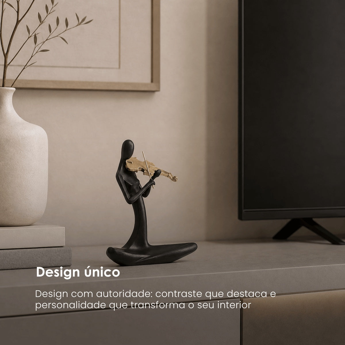 Escultura Figura Tocando Violino 20cm