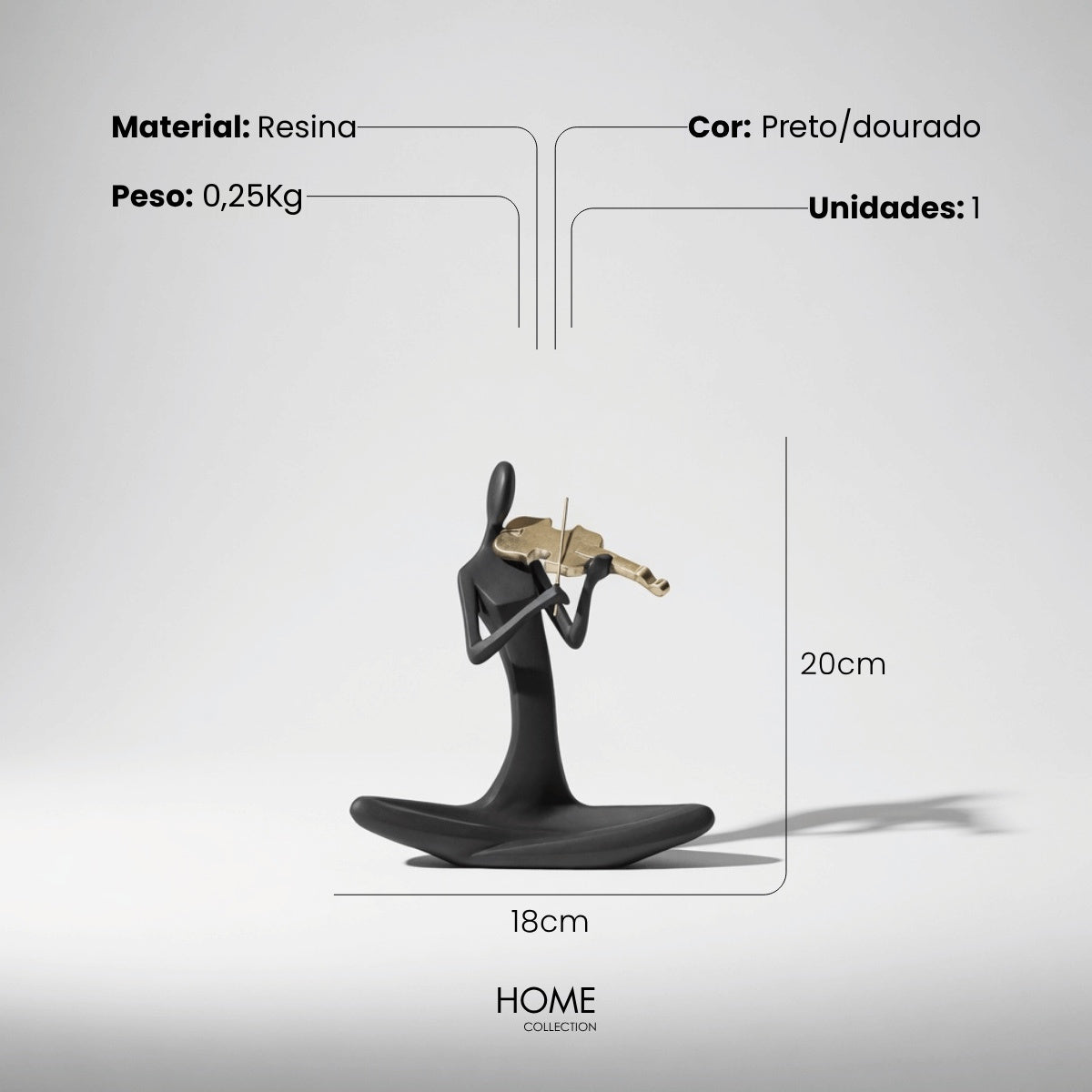 Escultura Figura Tocando Violino 20cm