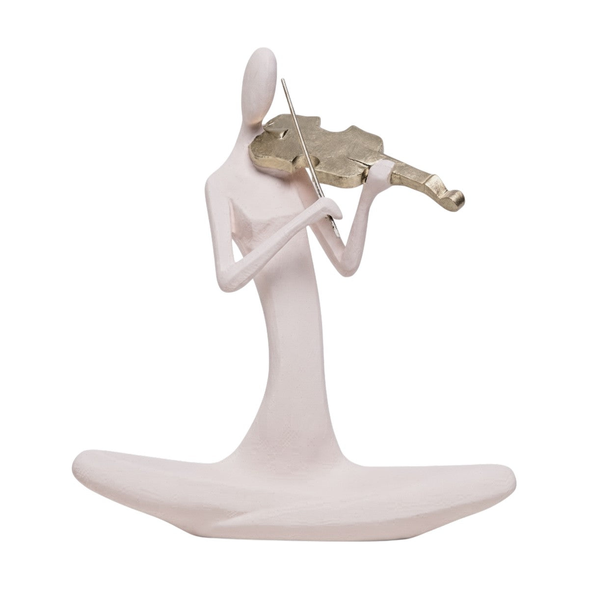 Escultura Figura Tocando Violino Creme 20cm