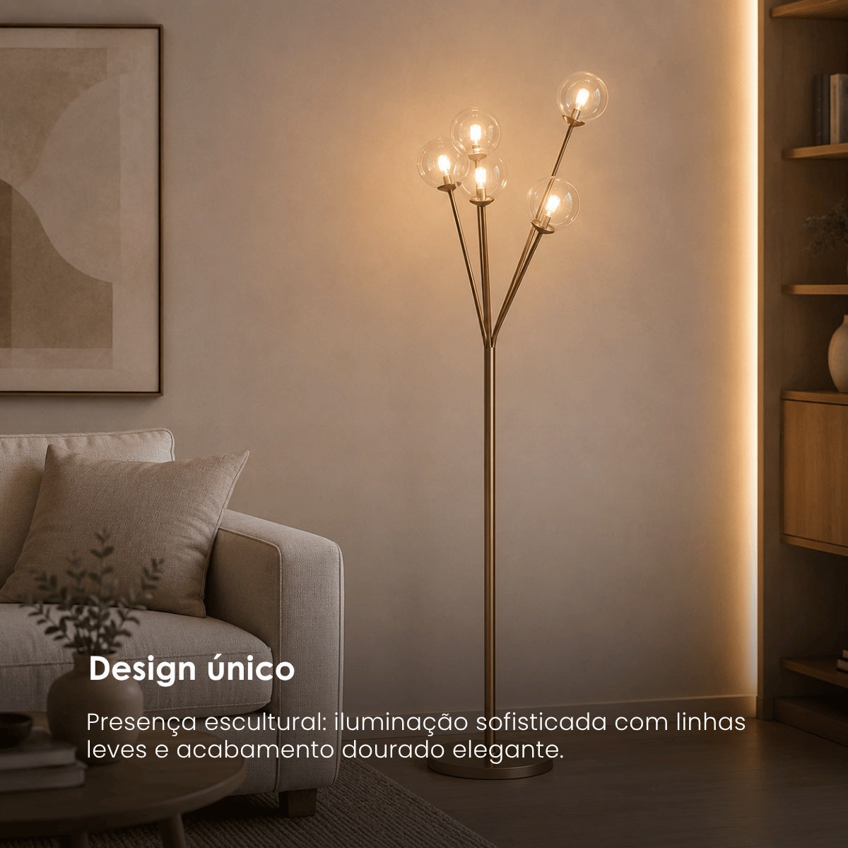 Luminária de Chão Tree Dourada 156cm