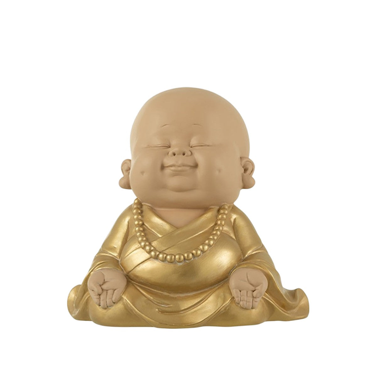 Escultura Monge Dourado Meditando 20cm
