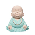 Escultura Monge Meditando Verde 20cm