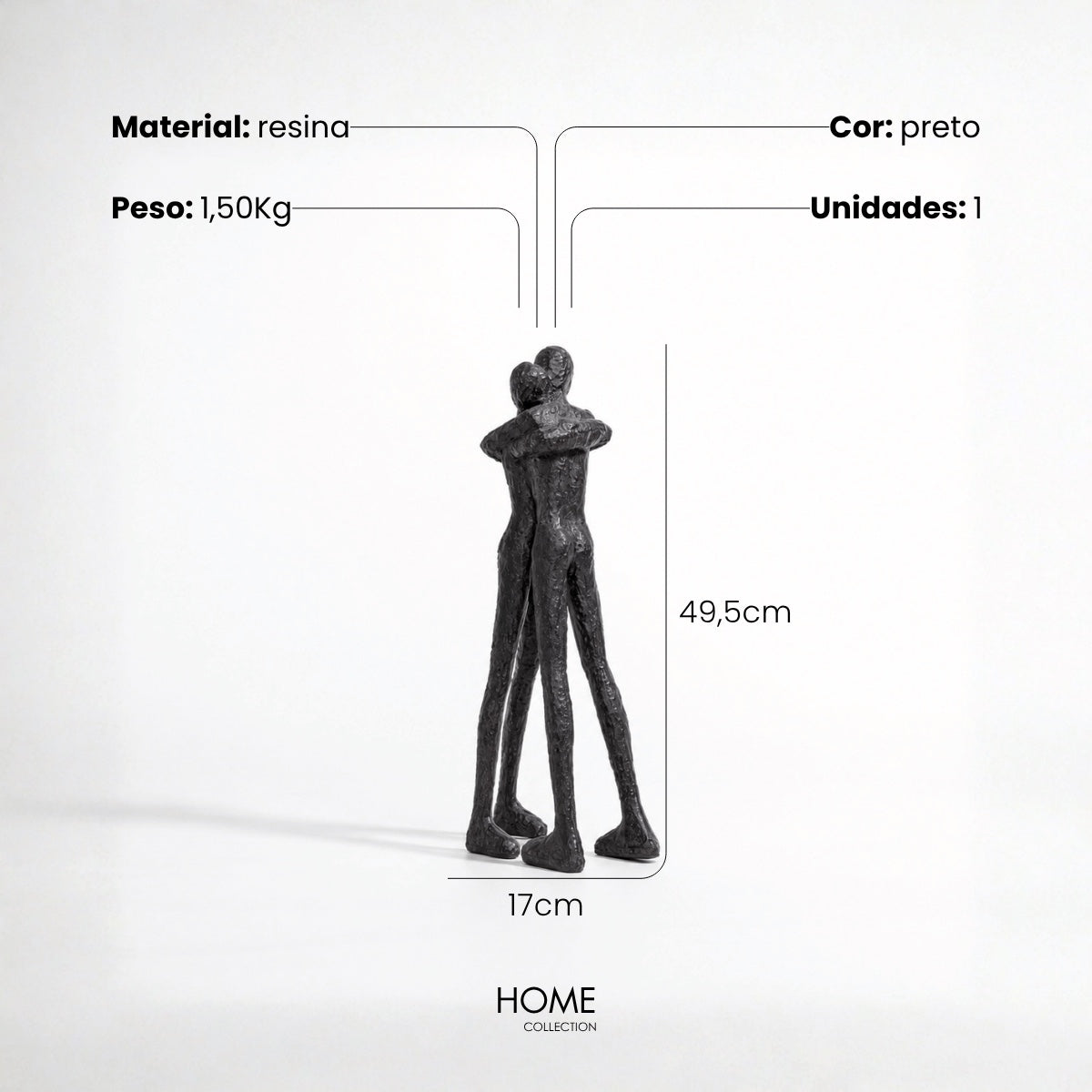 Escultura Casal Abraçado 50cm