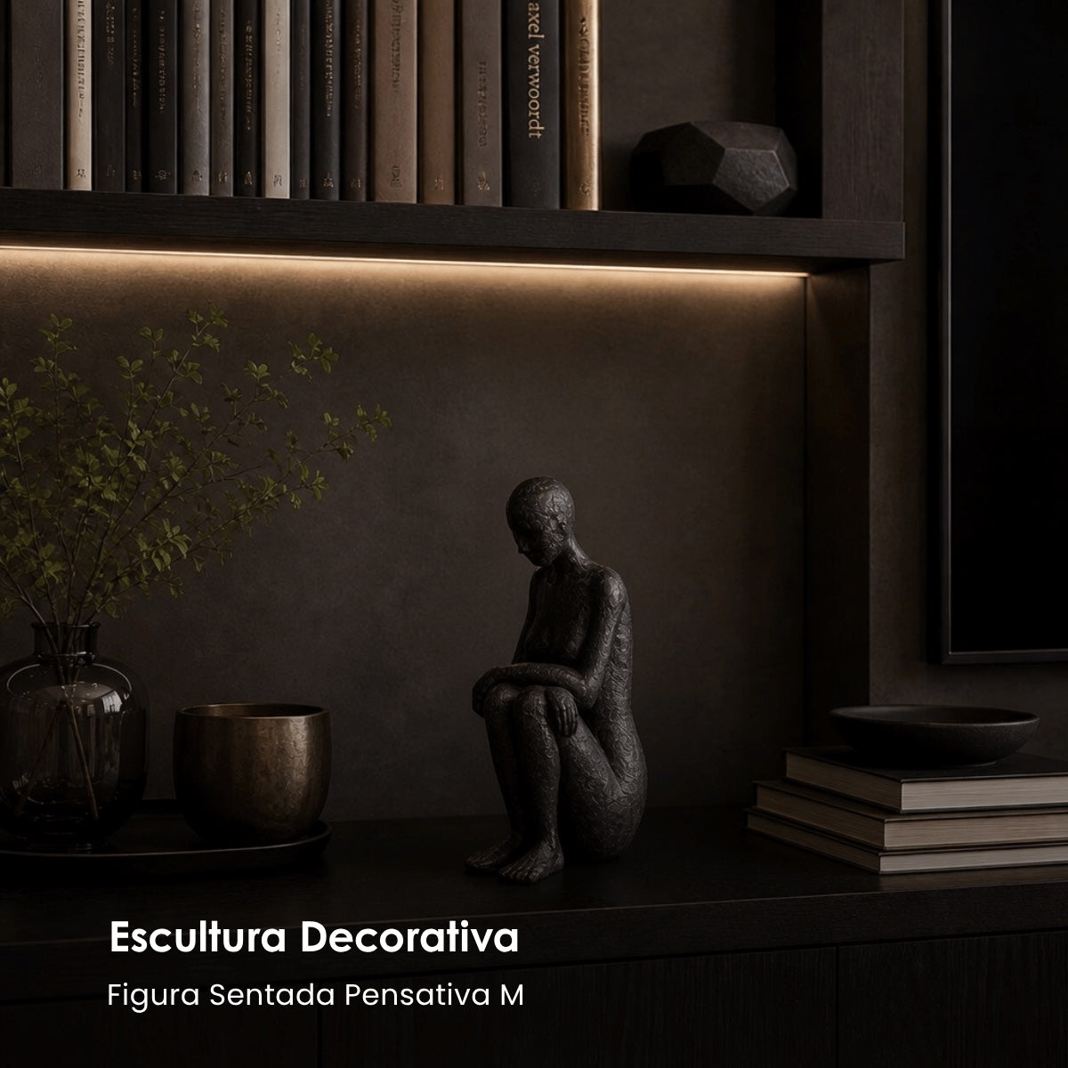 Escultura Figura Sentada Pensativa M 32cm