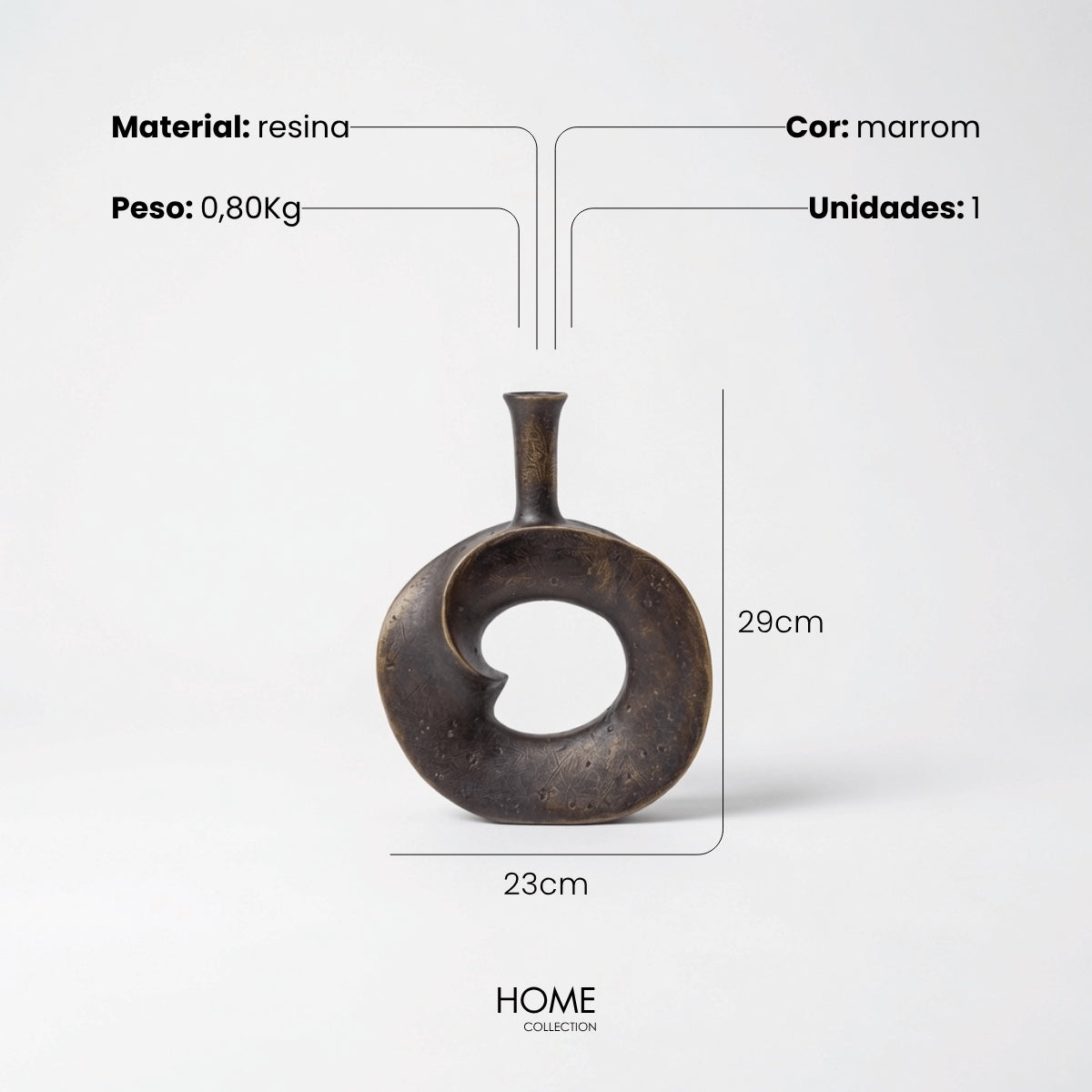 Vaso Nuvem Marrom 29cm