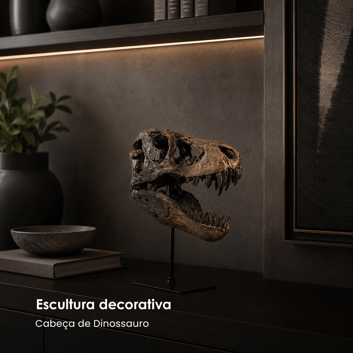 Escultura Cabeca de Dinossauro 26x15x30cm