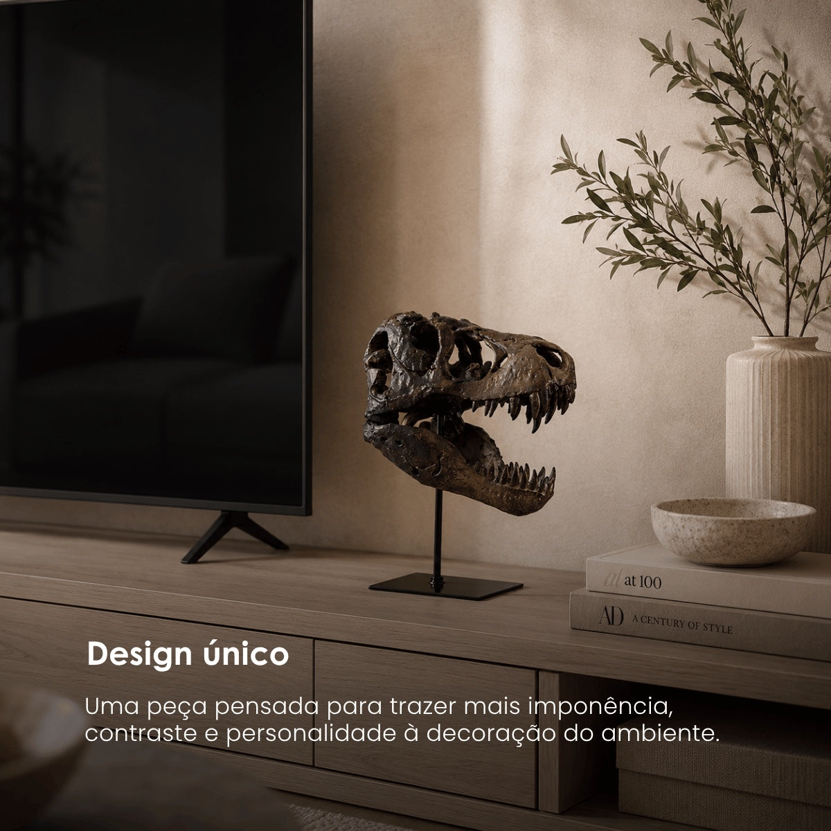 Escultura Cabeca de Dinossauro 26x15x30cm
