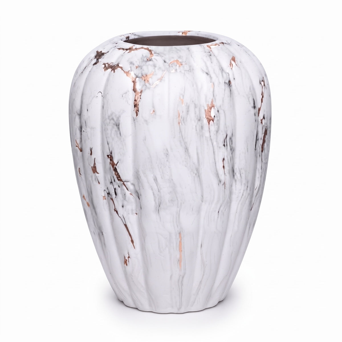 Vaso Marmorizado Branco/dourado 27cm