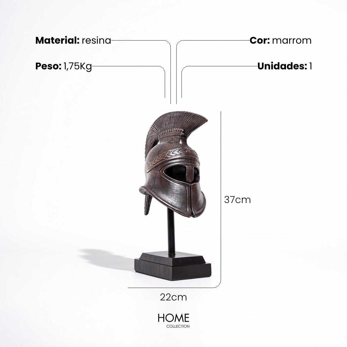Escultura Elmo Gladiador 37cm