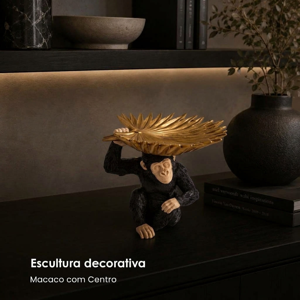 Escultura Macaco C/ Centro 19x18cm