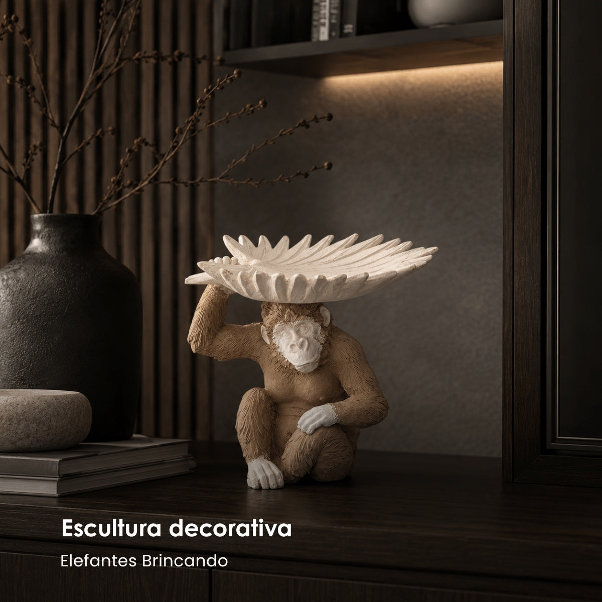 Escultura Macaco C/ Centro 19x18cm