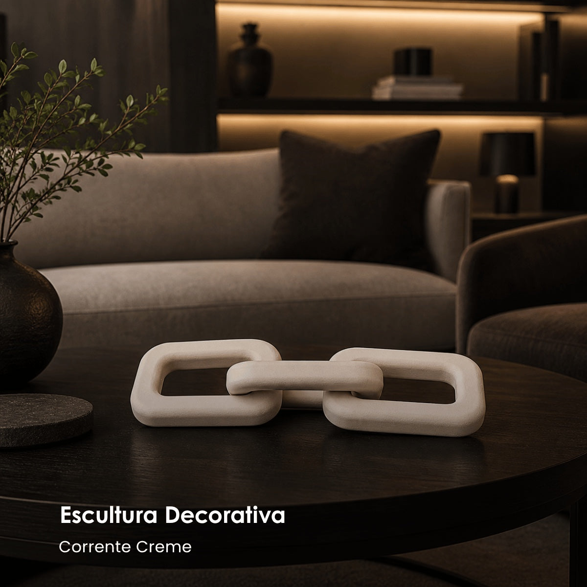 Escultura Corrente Creme 32x10cm