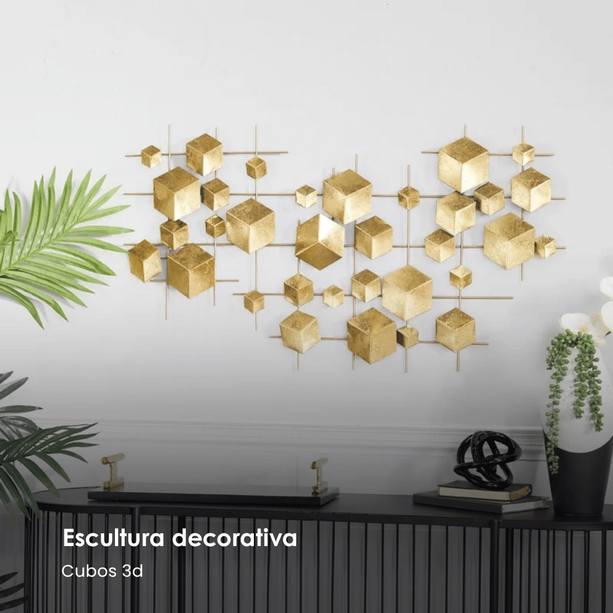 Escultura de Parede Cubos 3d 110x4x62cm