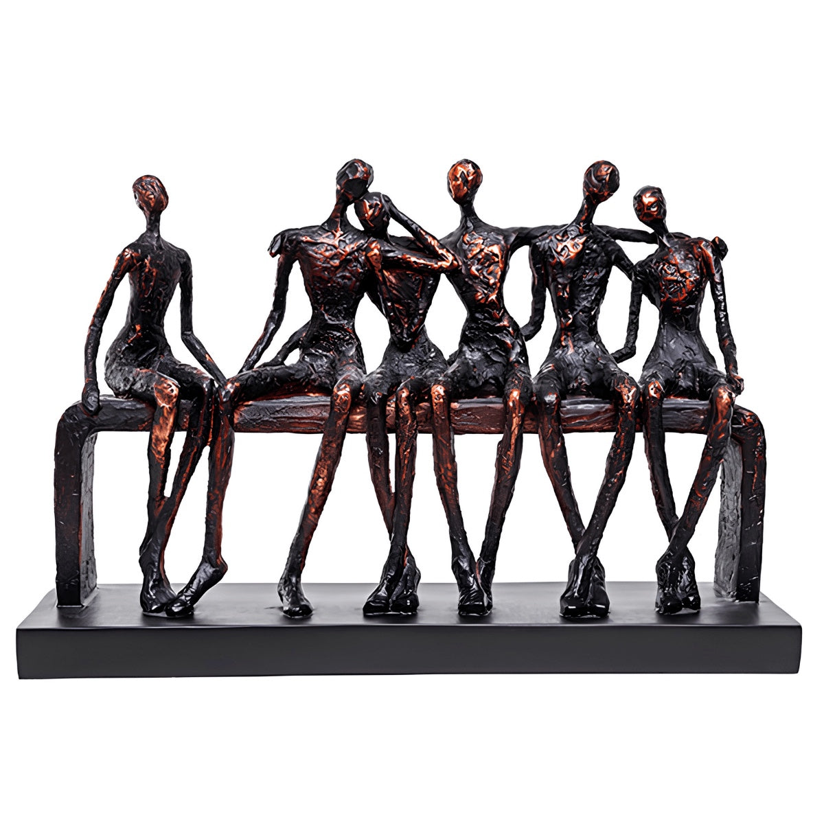 Escultura Figuras Sentadas No Banco 38x25cm