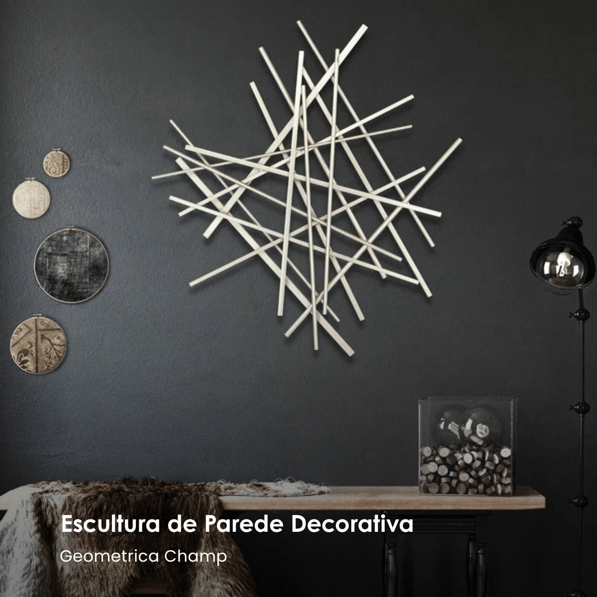 Escultura de Parede Geometrica Champ 67x4x72cm