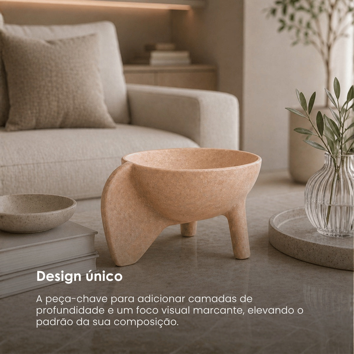 Centro de Mesa Calice Bege 27x13cm