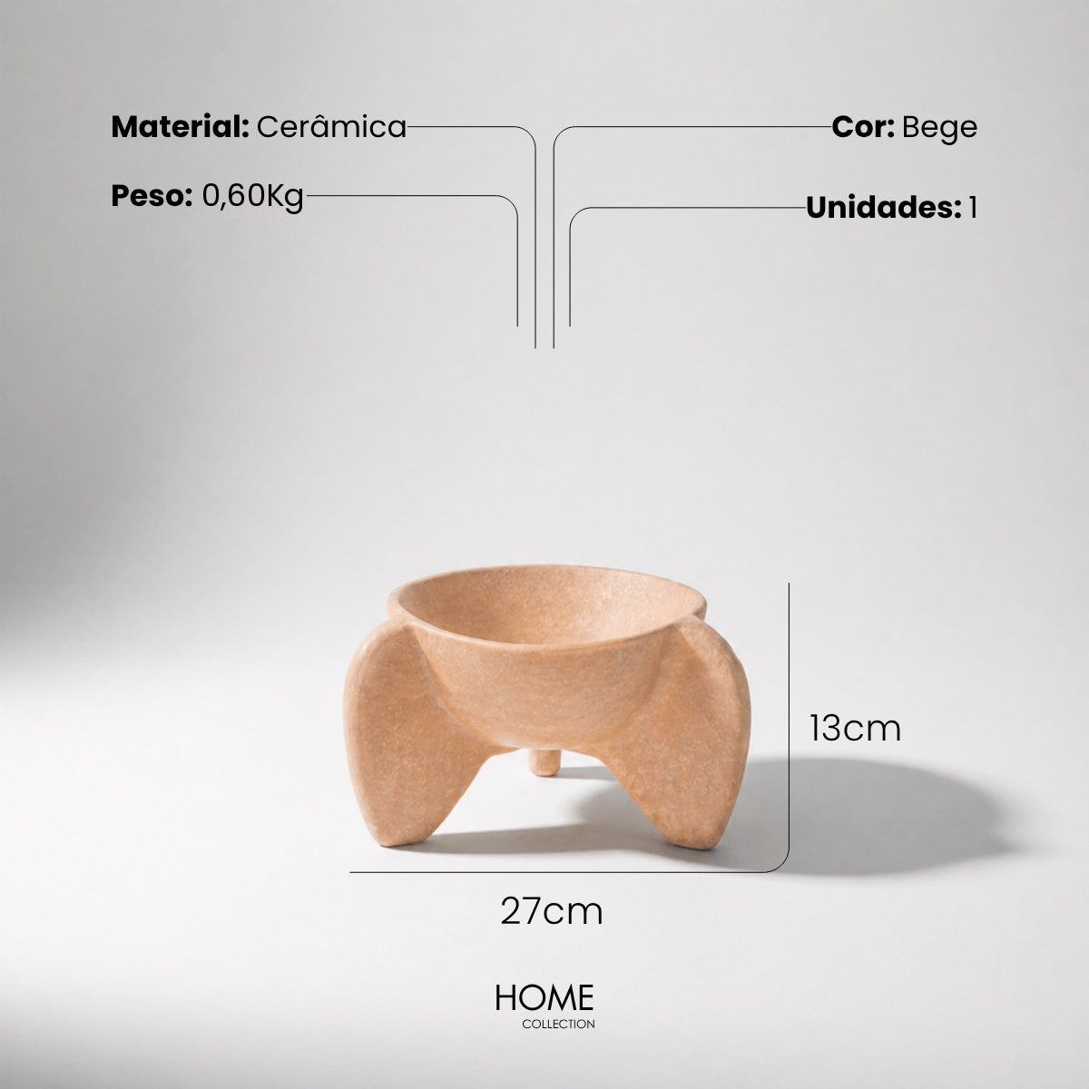 Centro de Mesa Calice Bege 27x13cm