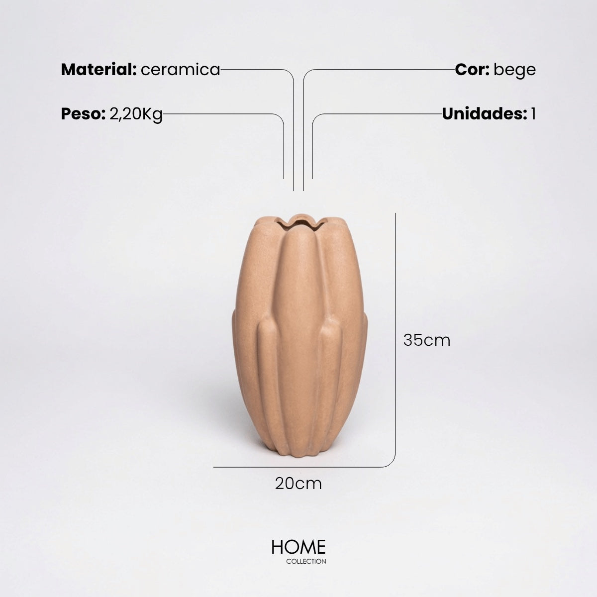 Vaso Tulipa Bege 35cm